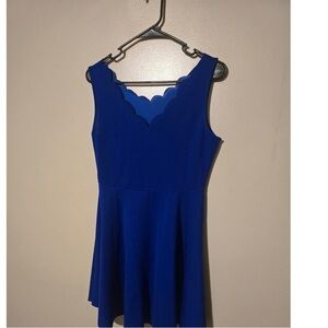 SHEIN Blue Scalloped Mini Dress